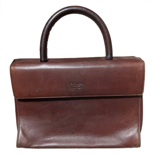 Prada top handle handbag in all-leather nappa leather #PG74M9