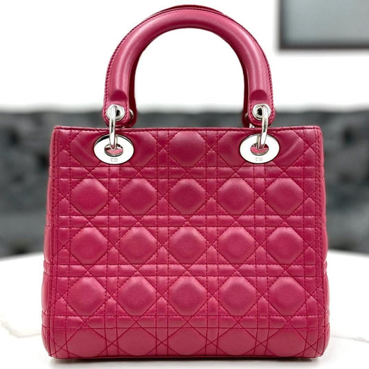 Christian Dior Lady Dior Wine Red Lambskin 2-Way Bag W24cm #QYDYSS