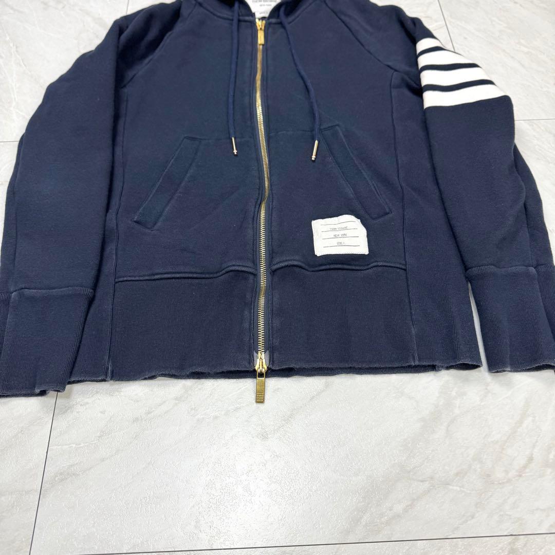 Thom Browne 4-bar Tricolor Double-Zip Hoodie, Navy, One Size #QY9VKY