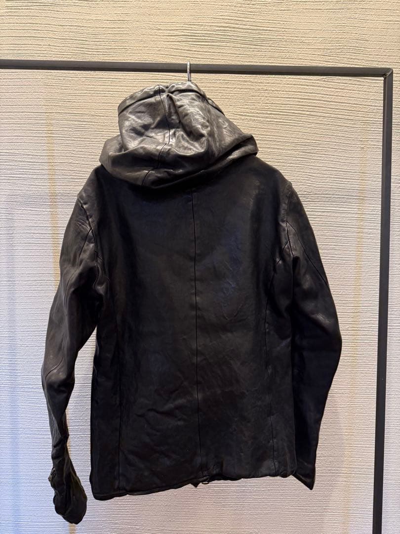 00s archive back lash leather hooded jacket parka #QY3FHM