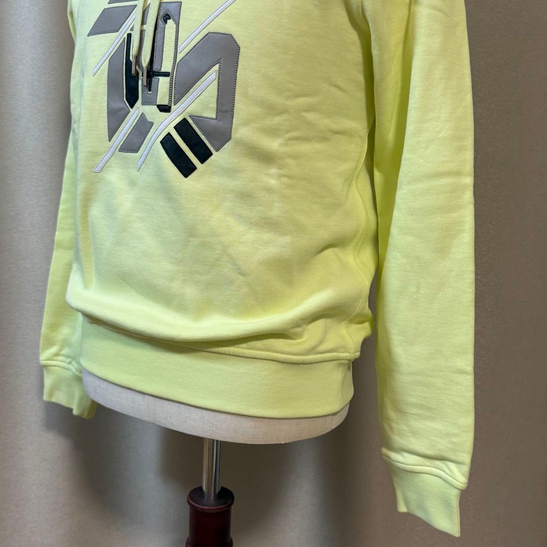 HERMES Men's Cotton Hoodie with Leather Patches, Yellow #PC4QED