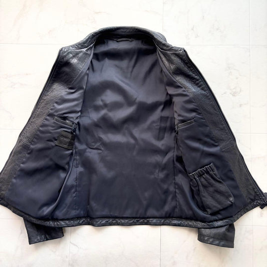 Giorgio Armani leather jacket with leather tag, black sheepskin #QY0V6G