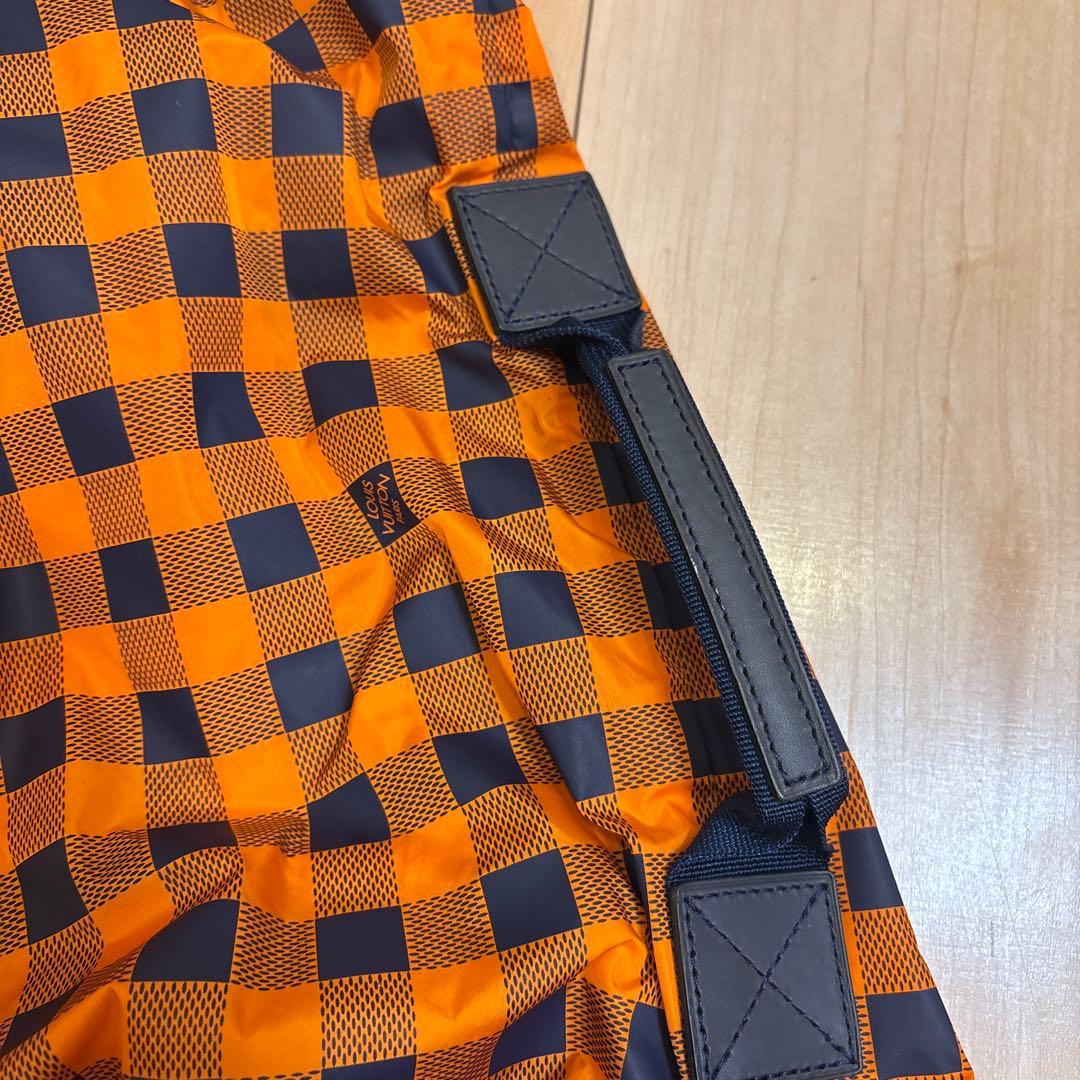 LOUIS VUITTON Orange Check Pattern Backpack Front Pocket #QYJXNL