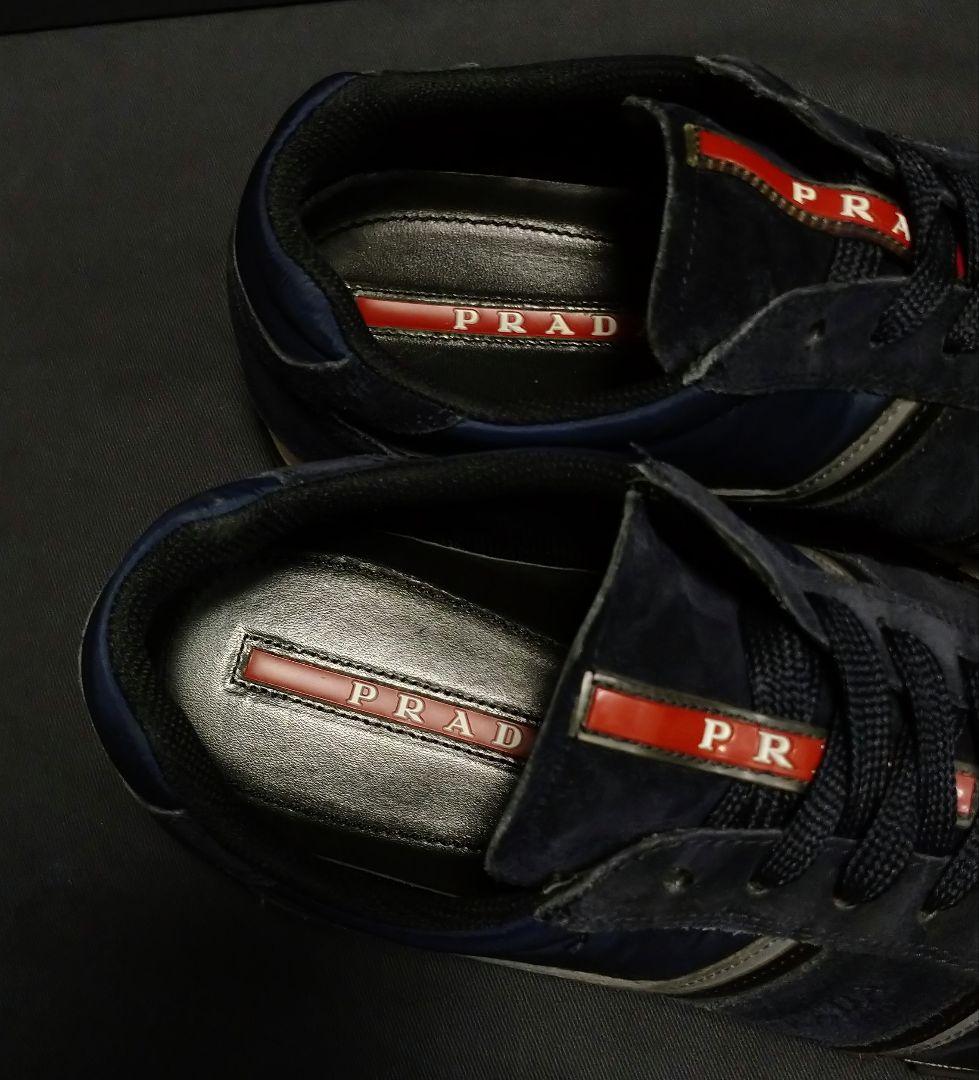 Prada sneakers, suede and nylon, navy, size 26cm #PGDXXD