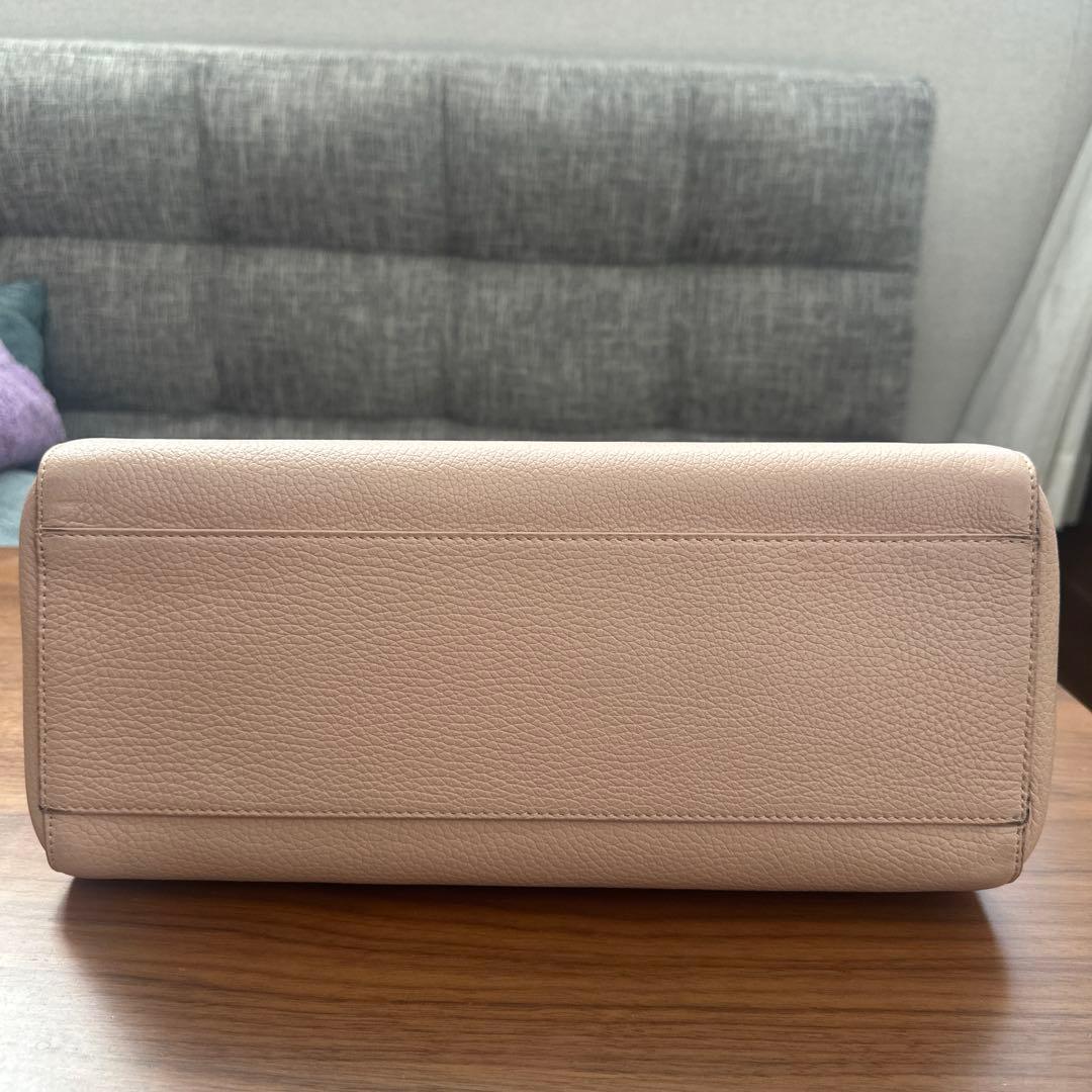 FURLA Pink Beige Leather Tote Bag Gold Hardware #QYJCA5
