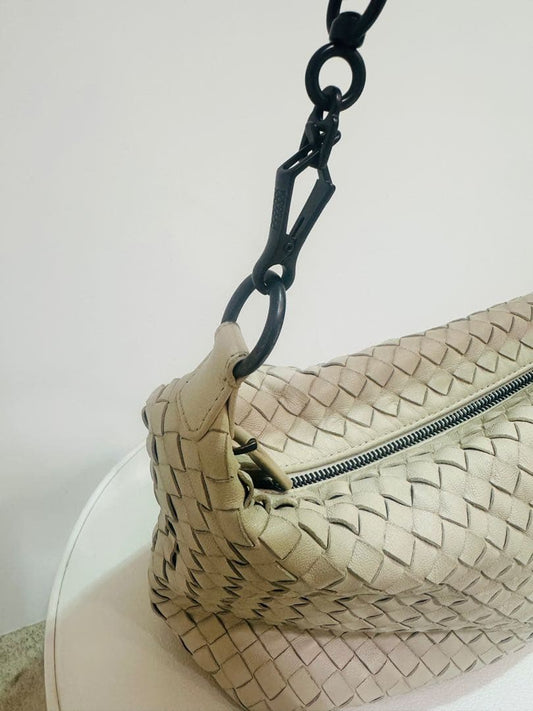 Bottega Veneta Intrecciato Woven Leather Bag Ivory #QYJ4IY