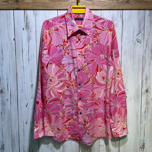 DOLCE&GABBANA Men's Shirt with Pink Flowers #QY2KPN