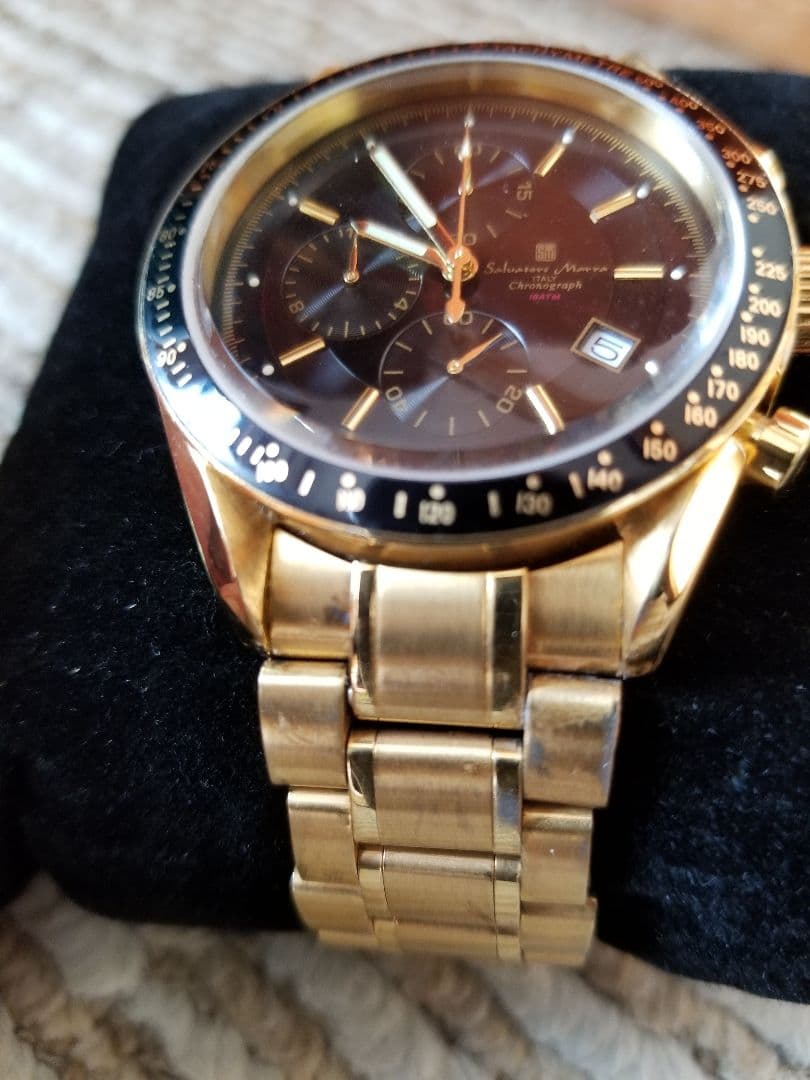Gold IP Coating Multi-Function Chronograph 100M Men Watch Limited Editio #QYGBGY