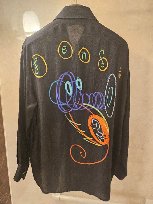FENDI Colorful Embroidered Silk Shirt 12 39 #PC60CN