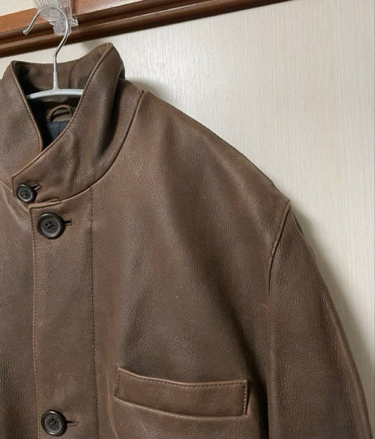Brooks Brothers Brown Leather Coat #PFB5TK