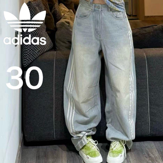 30?ADILENIUM Banana Fit Washed Denim Pants Blue #QO739P