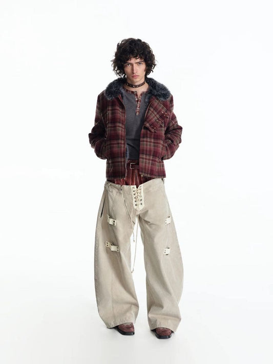 EMOBROTHER EMO Double Waistline Cargo Pants #QYEEJ0