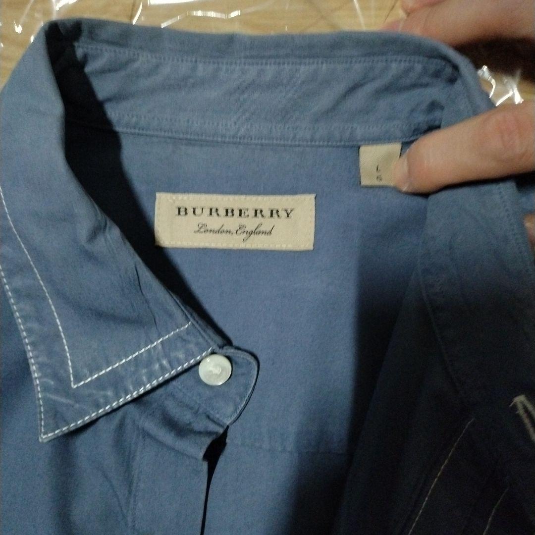 BURBERRY Blue Dress Shirt, Size L #QY1AP3