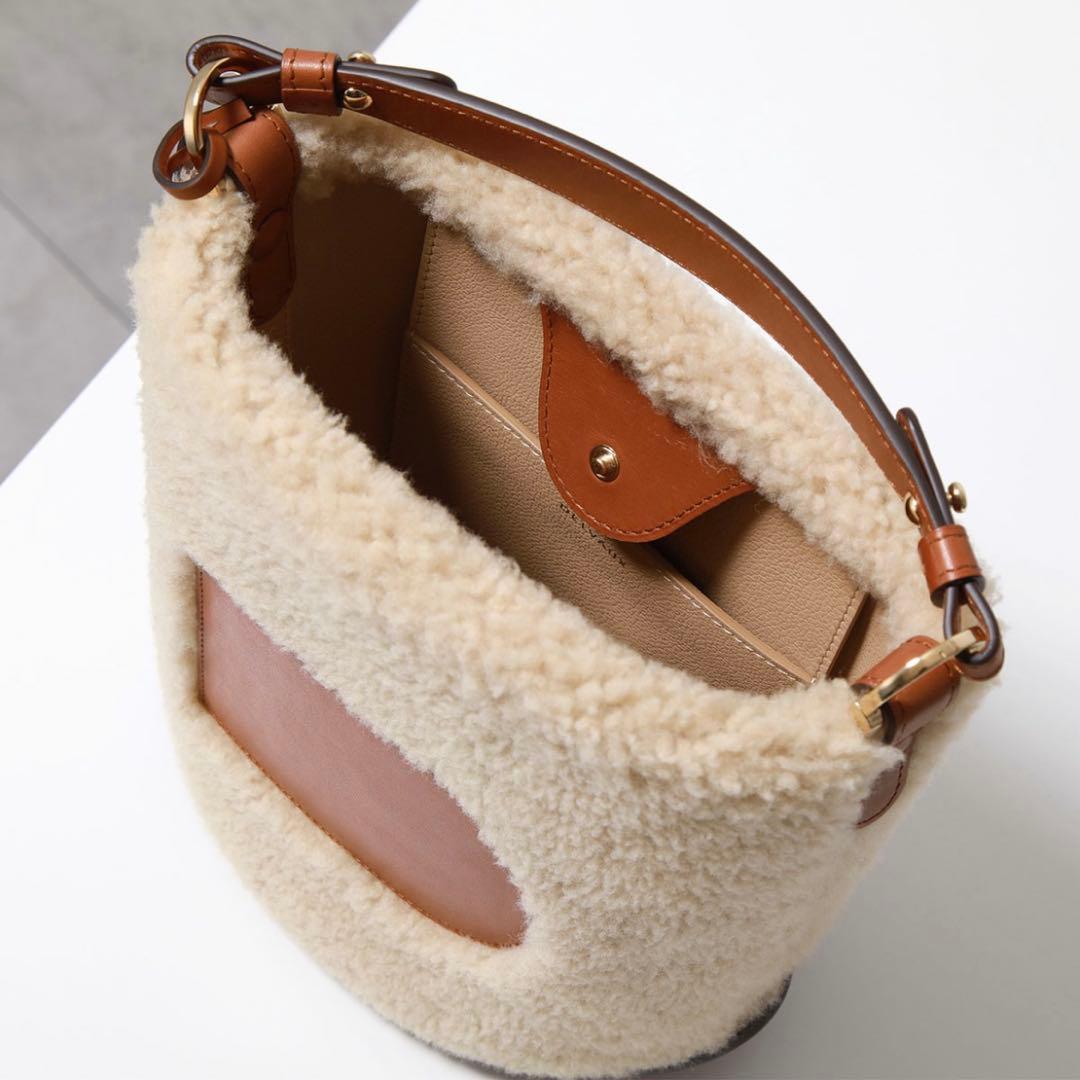 DELVAUX Pin Mini Bucket Bag Teddy Beige Brown Shoulder Mint #QYIG4T