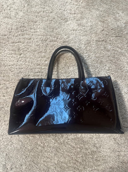 Louis Vuitton Purple Patent Leather Embossed Handbag LV #QY6VQ9