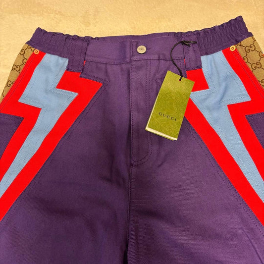 GUCCI lightning bolt wide-leg pants, size 46, with tags #QYJII9