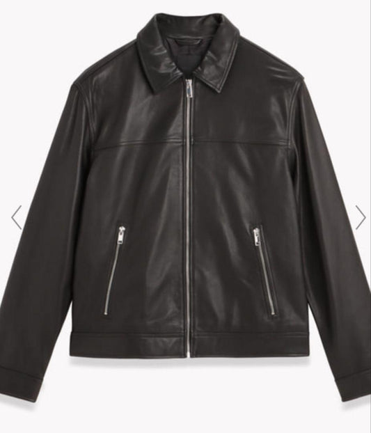 Theory black leather jacket #QYC8GE
