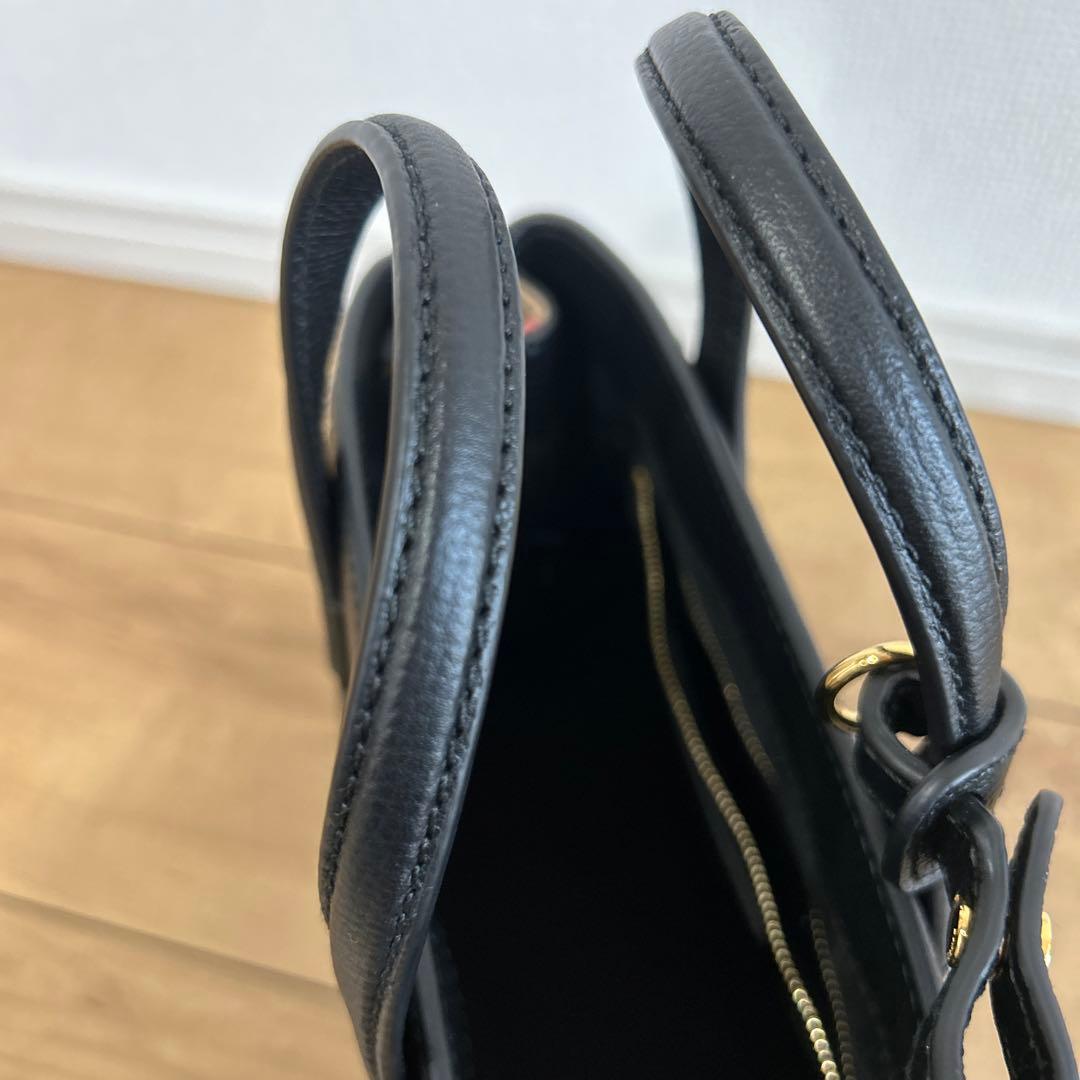 BURBERRY Banner 2-Way Leather Shoulder Handbag Black Outlet Mint #QY1ZIB