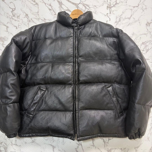 46sizeschott leather down jacket in black #QYJQBY