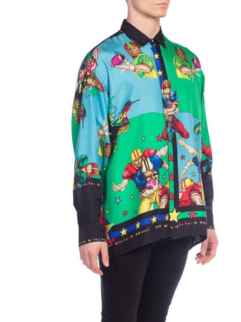 90s VERSACE SPORT all-over American football silk shirt #QY9FWD