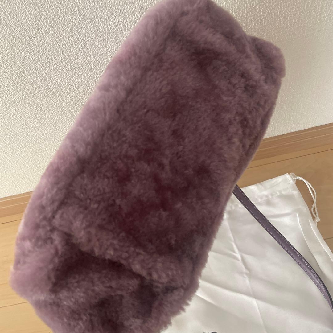 COACH Purple Shearling Fur 2-Way Tote Shoulder Bag #QY85HL