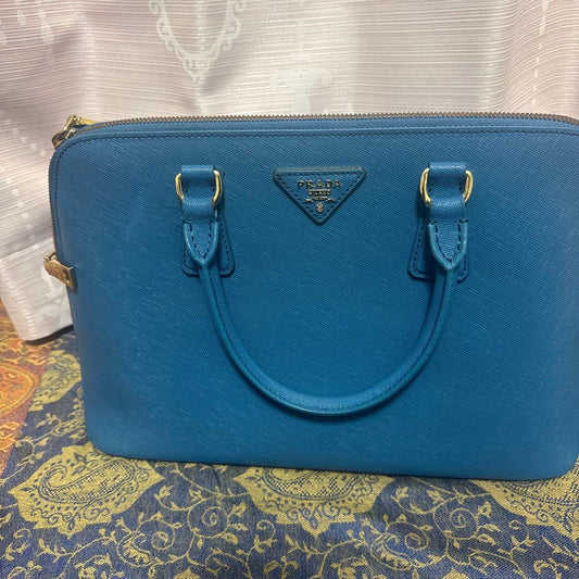 PRADA Blue Saffiano Leather Handbag #QY5TN0
