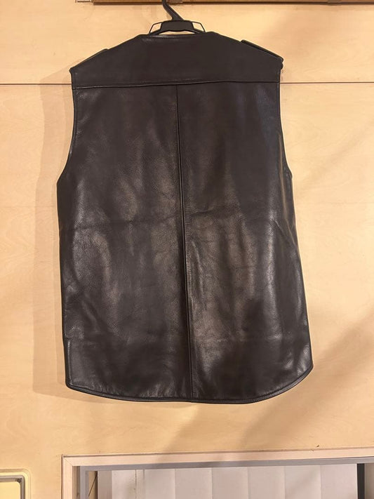Mr Gentle Man black leather vest with tag #QY0VBW