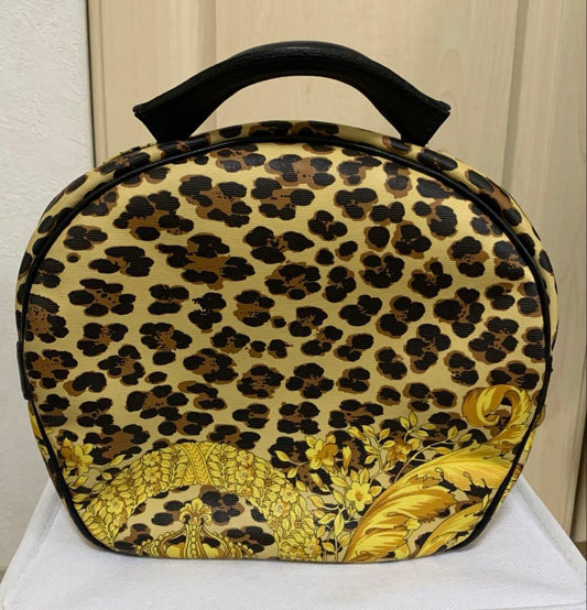 Gianni Versace Leopard Print Leather Handbag Vintage #QYGC2L