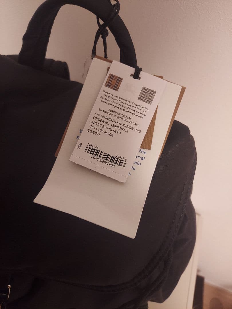 BURBERRY Nylon Backpack Black Logo Tag New Unused #QYB5RN