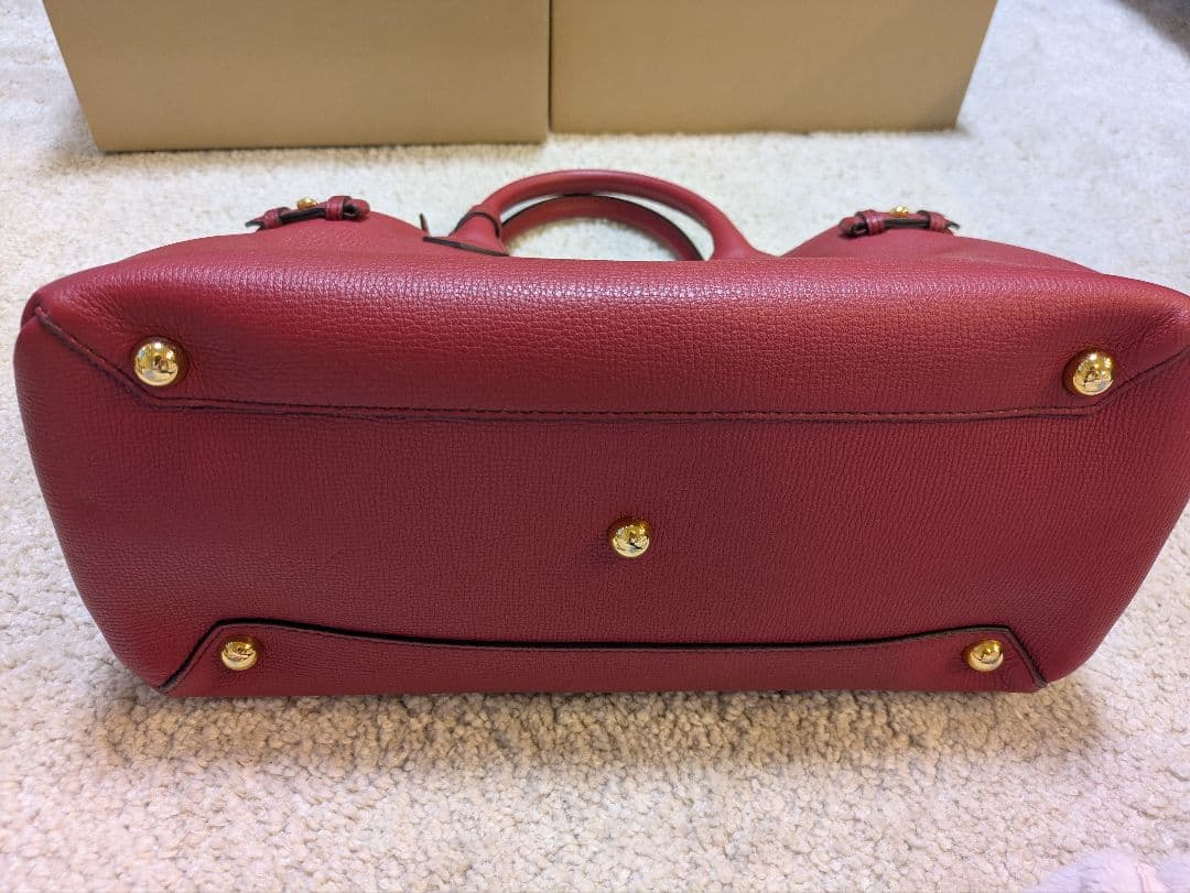 BURBERRY Medium Banner Bag Bordeaux Red Leather Mint #QY8U8P