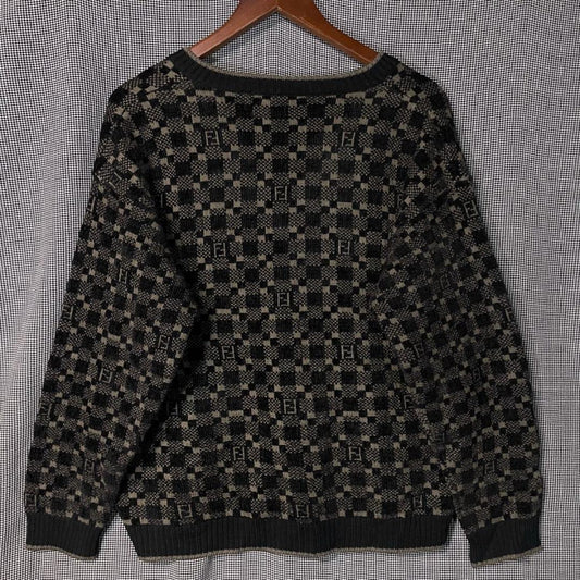 80s 90s FENDI jacquard all-over print sweater, old Fendi #QYIWL8