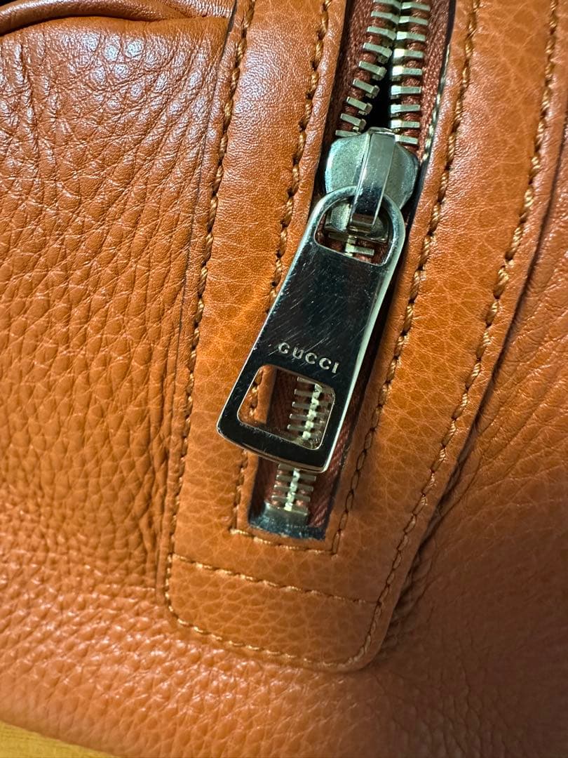 GUCCI Orange Leather Handbag Shoulder Bag Department Store #QYE6FV