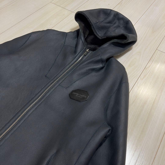 Emporio Armani Mouton Leather Jacket (Size L) with Leather Tag #QY3NB1