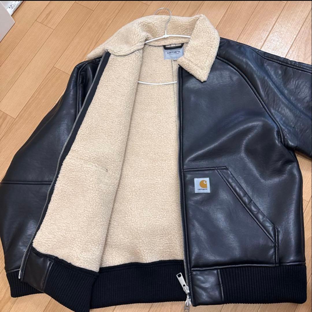 Carhartt black leather jacket, size L #QY0VAG
