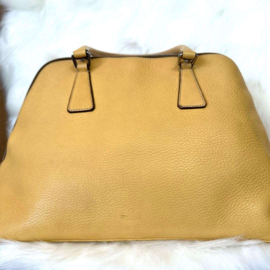 PRADA Vintage Handbag Yellow Lightweight Canvas W34 H20 D15cm #QYKE1I