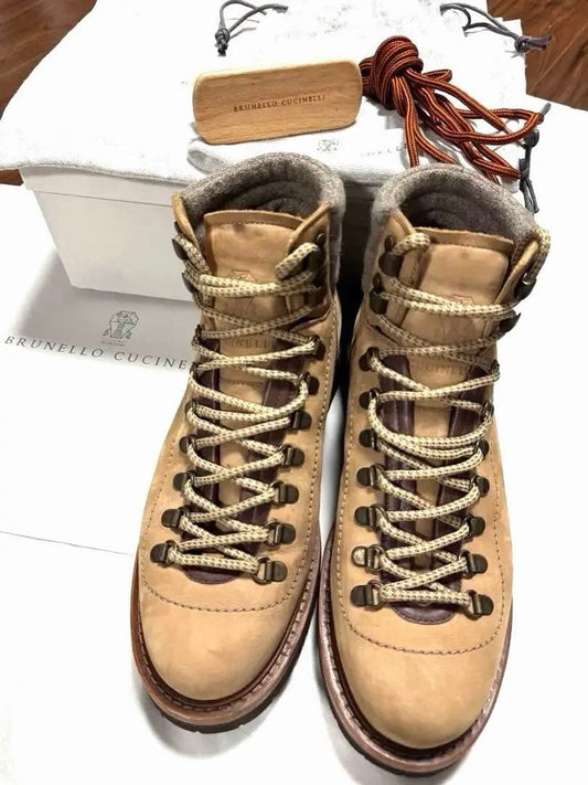 Brunello Cucinelli Nubuck Boots in Beige Mouton #QYBKTX