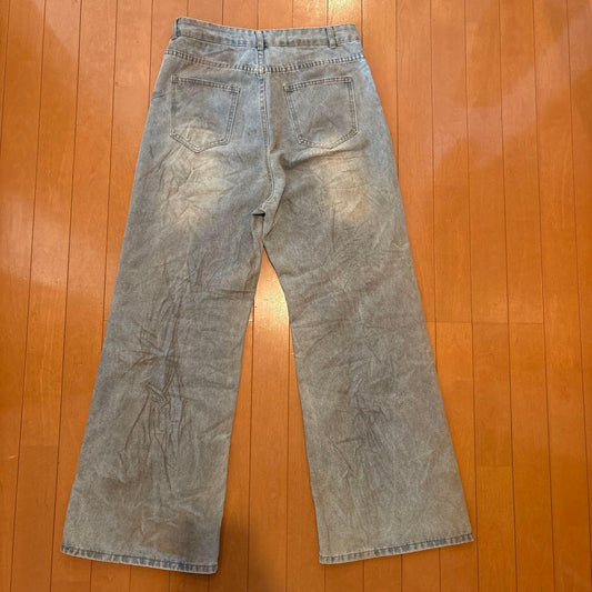 Straight denim distressed finish #QY4QT5