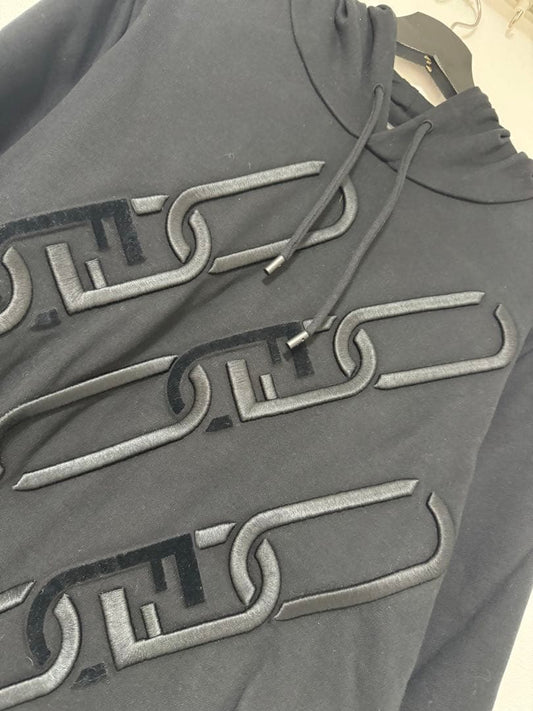 Fendi Men's Hoodie with Orlock Embroidery in Black #PFCVGH