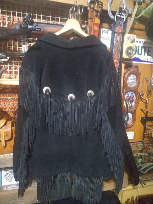 Vintage Western fringe jacket with conchos, Western, biker #PFL101