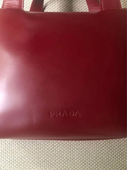 PRADA Archive Burgundy Real Leather Handbag W25cm H18cm Milan Italy Unus #QYABHG