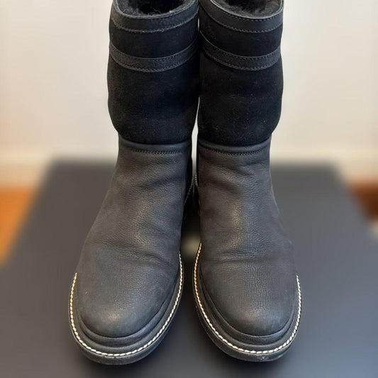 Chanel Leather Suede Boots Size 37 Protective #QY4I3E