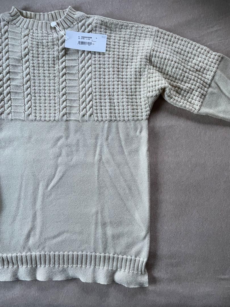 Maison Margiela Aran Knit Half Cable Sweater, Ivory #QY9GZE