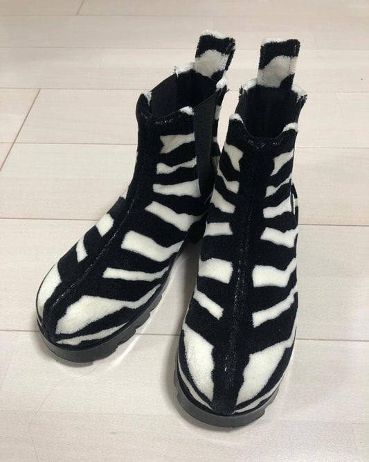 BOTTEGA VENETA Animal Zebra Boa Side Gore Boots #QY9NCW