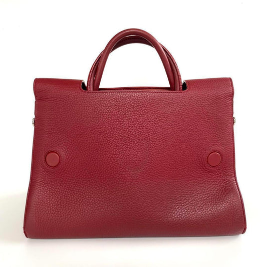 Christian Dior Red Leather Handbag Multi-Pocket Ladies W30 #QYGJWQ