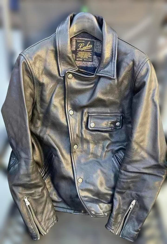 LUKER by NB Genuine Leather Rider Jacket, High-End Model GL-JKT S #QYF0AZ
