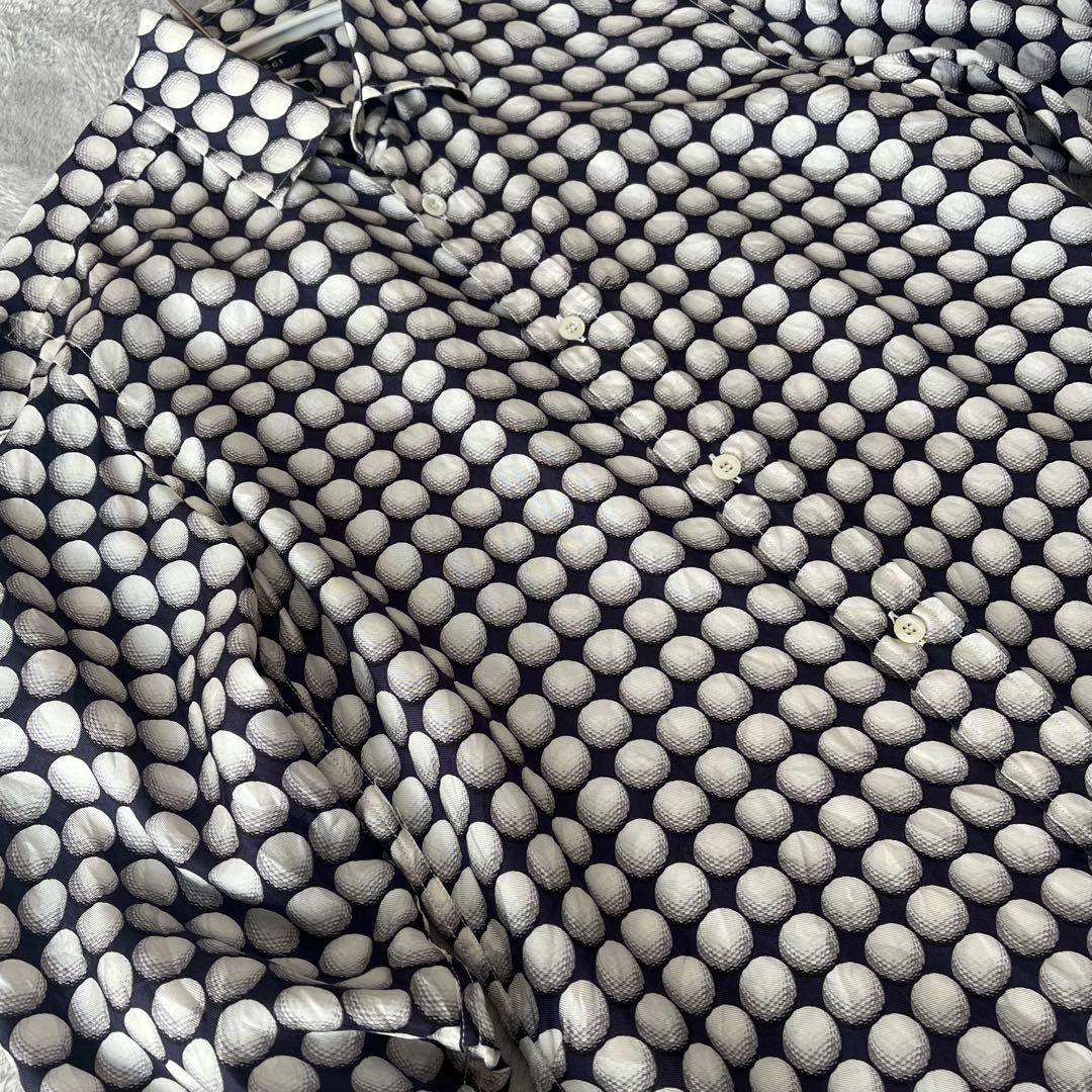 GUCCI Slim Fit Long Sleeve Shirt with Golf Ball Print in Silk #PG001K