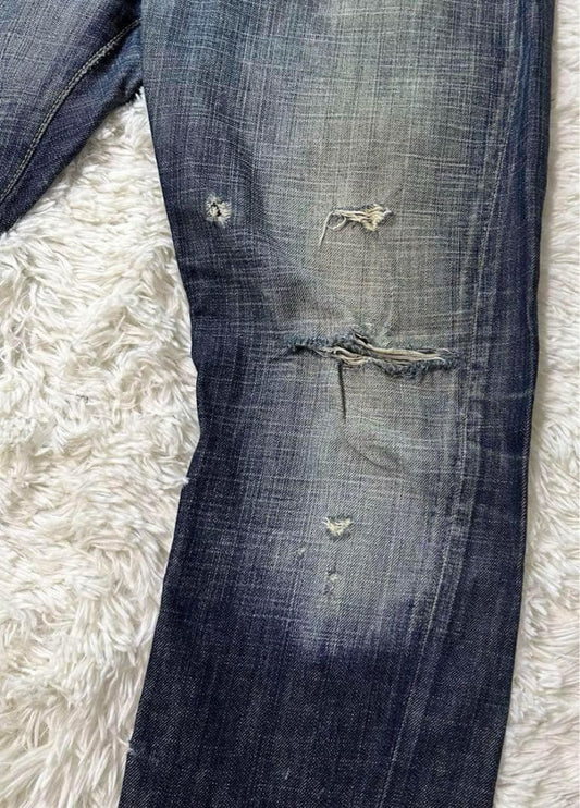 Dsquared2 Distressed Dark Blue Denim Pants #QY1JK5