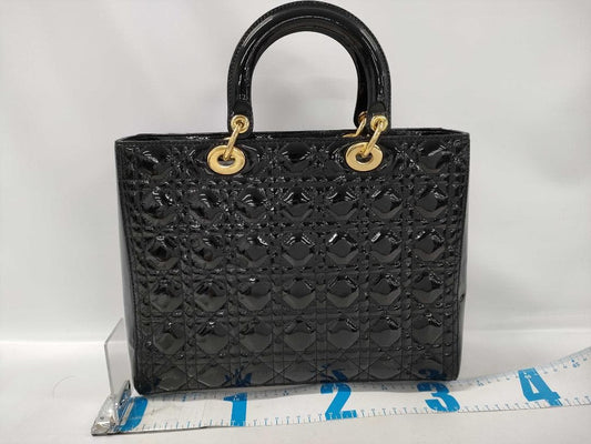Christian Dior Quilted Patent Handbag Black Patent Leather #QYE7PY