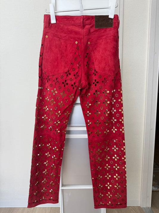 MASU FLOWER-CUT LEATHER PANTS Size 44 #QY00W1