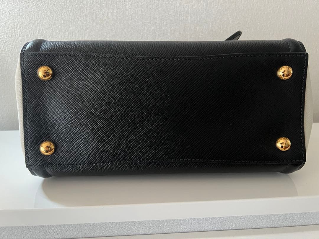 PRADA Saffiano 2-Way Bag Black Leather W24cm #QYL0WX